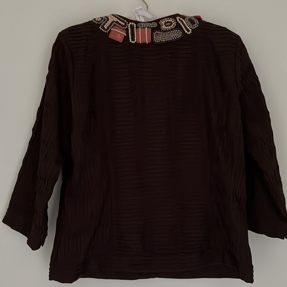 Chico’s Woman’s Jacket Size 1 Color Brown Decorated - Picture 6 of 6